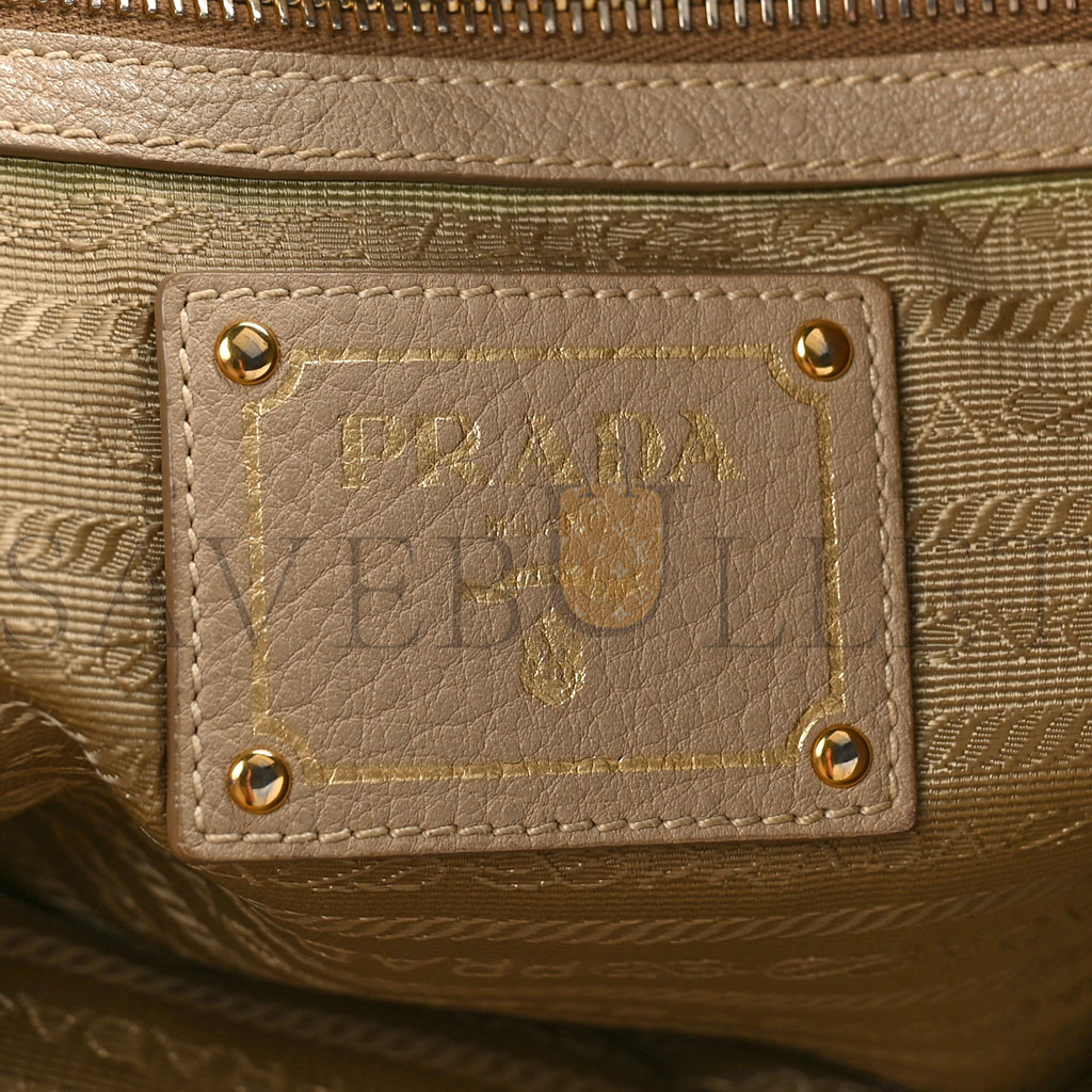 PRADA VITELLO DAINO SHOULDER BAG SABBIA (34*29*14cm) PRADA VITELLO DAINO SHOULDER BAG SABBIA (34*29*14cm)