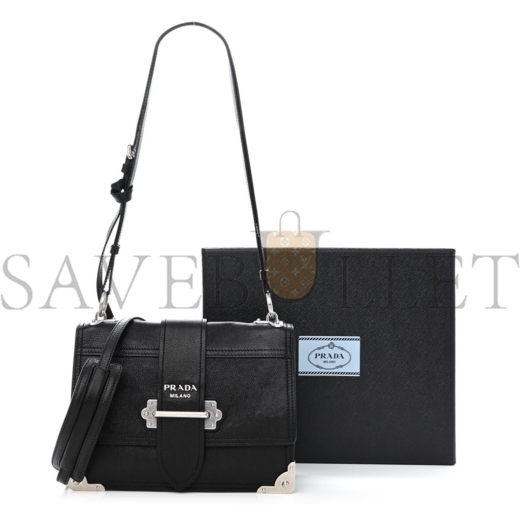 PRADA GLACE CALFSKIN LARGE SOFT CAHIER BAG BLACK (23*17*8cm)