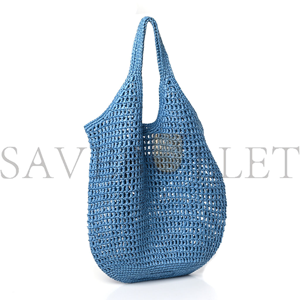 PRADA RAFFIA EMBROIDERED LOGO SHOPPING TOTE BAG CELESTE (50*41*19cm) PRADA RAFFIA EMBROIDERED LOGO SHOPPING TOTE BAG CELESTE (50*41*19cm)