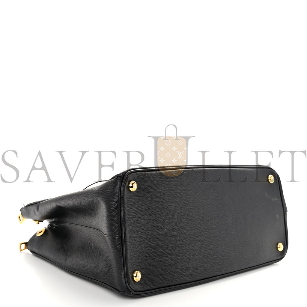 PRADA SAFFIANO MEDIUM GALLERIA DOUBLE ZIP TOTE BLACK (32*20*14cm) PRADA SAFFIANO MEDIUM GALLERIA DOUBLE ZIP TOTE BLACK (32*20*14cm)