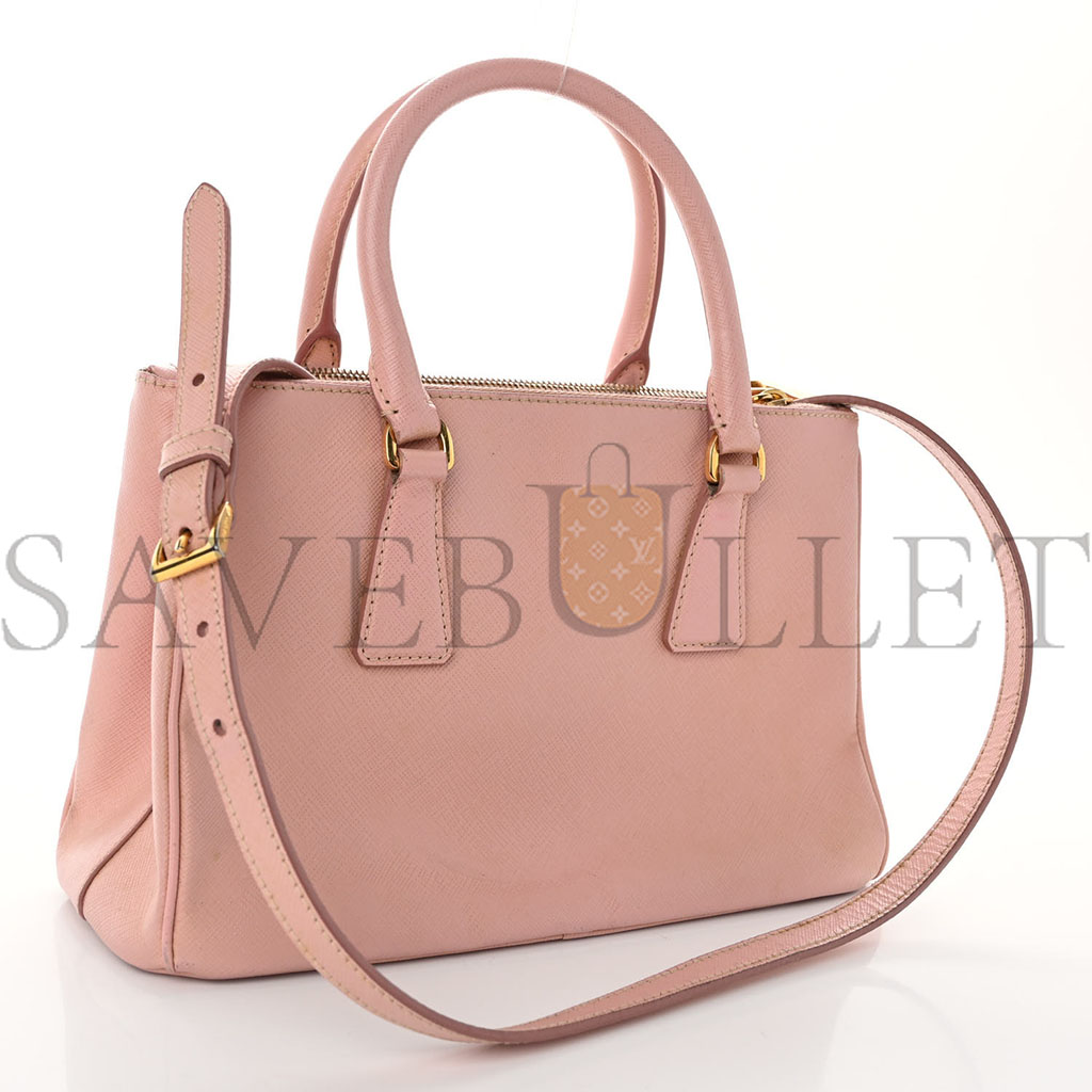 PRADA SAFFIANO SMALL GALLERIA DOUBLE ZIP TOTE ORCHIDEA (27*17*11cm) PRADA SAFFIANO SMALL GALLERIA DOUBLE ZIP TOTE ORCHIDEA (27*17*11cm)
