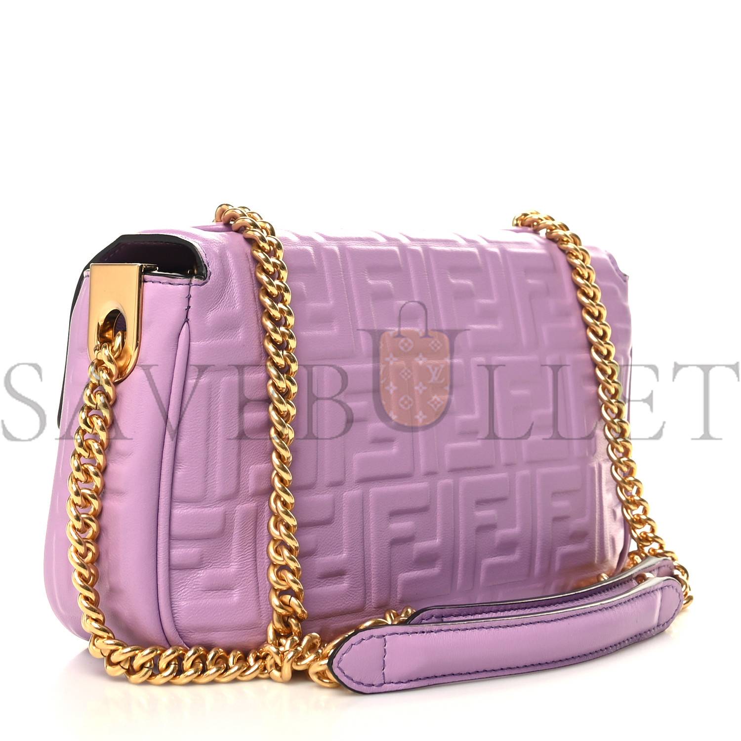 FENDI NAPPA SMALL FF EMBOSSED MIDI CHAIN BAGUETTE VIOLETTA (23*13*6cm) FENDI NAPPA SMALL FF EMBOSSED MIDI CHAIN BAGUETTE VIOLETTA (23*13*6cm)