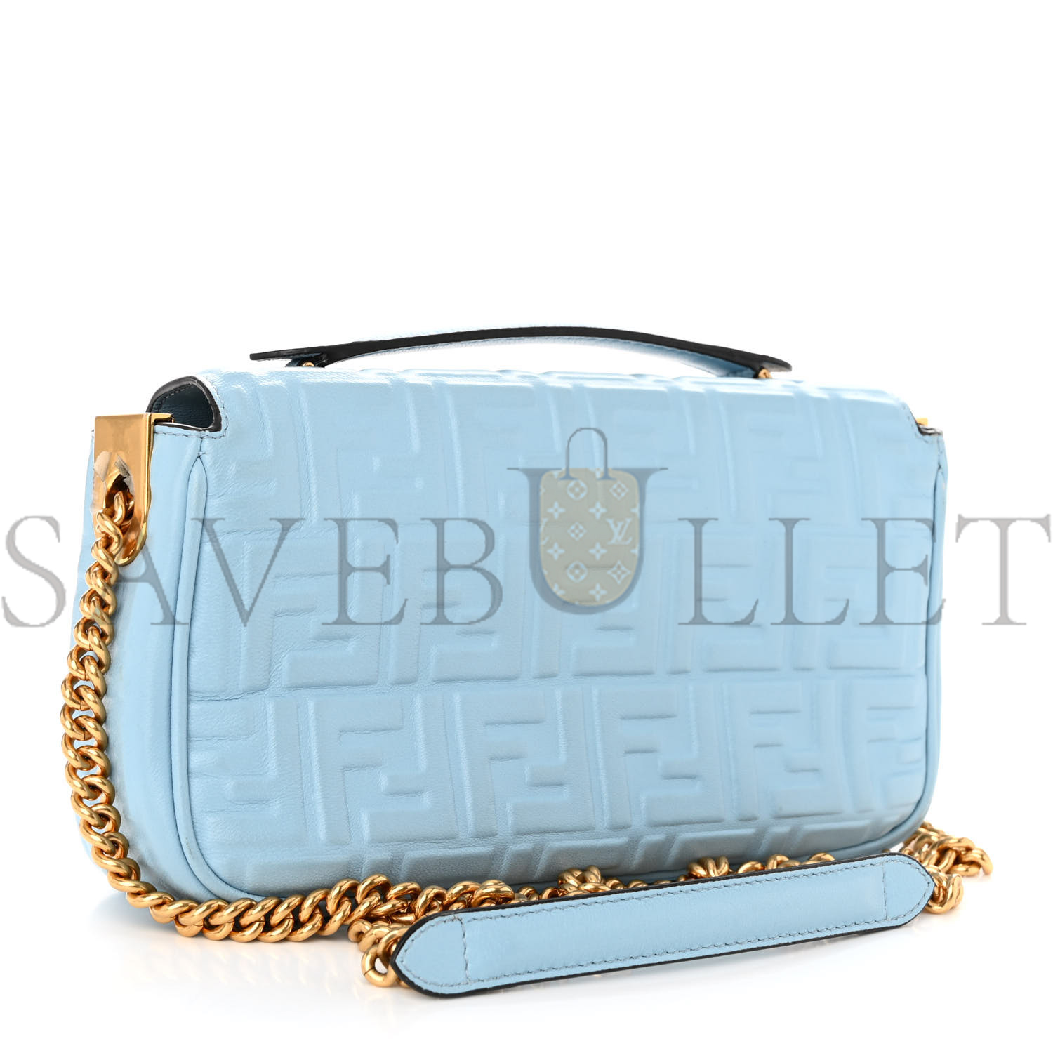 FENDI NAPPA SMALL FF EMBOSSED MIDI CHAIN BAGUETTE AZZURRO BABY (23*13*6cm) FENDI NAPPA SMALL FF EMBOSSED MIDI CHAIN BAGUETTE AZZURRO BABY (23*13*6cm)