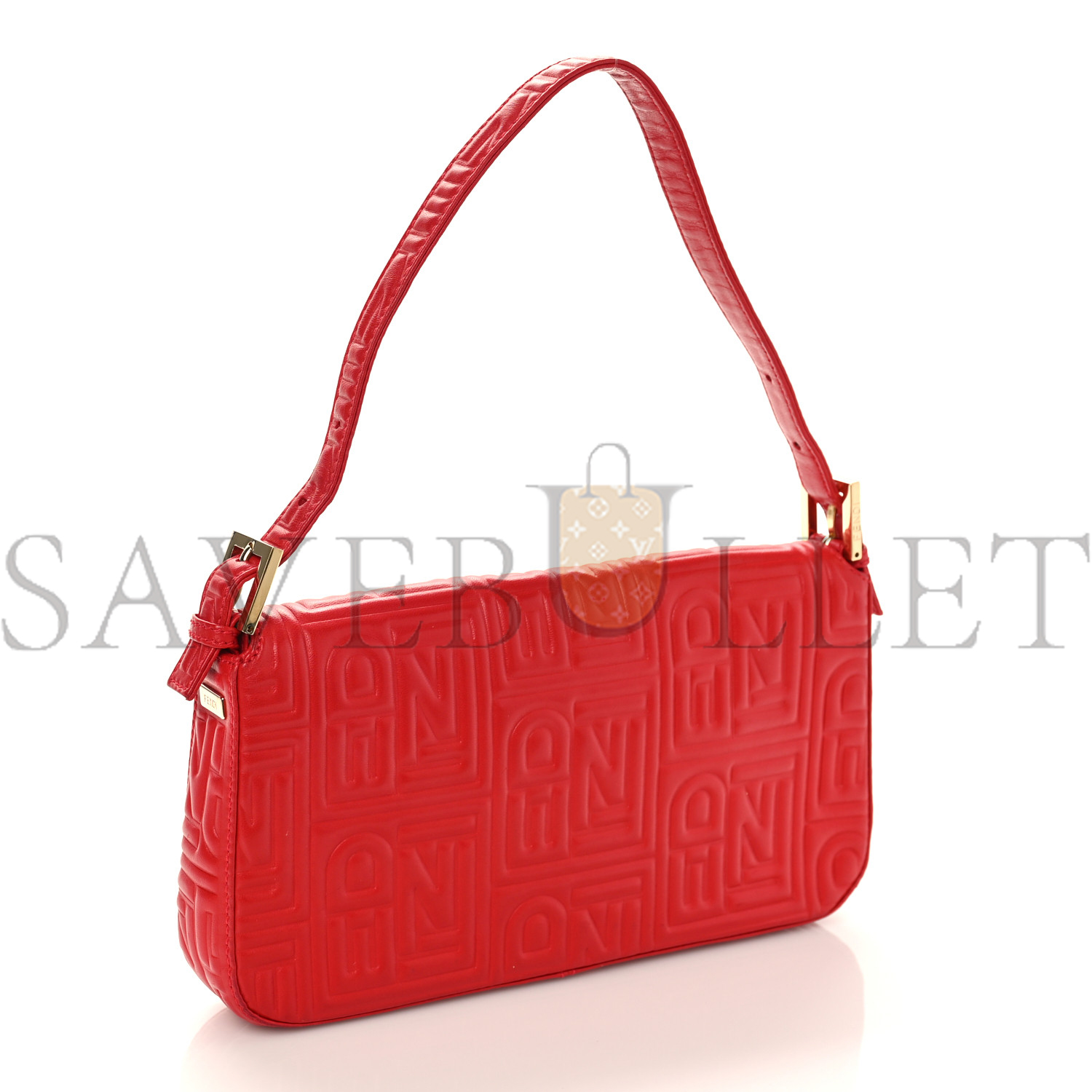 FENDI NAPPA LOGO EMBOSSED BAGUETTE RED (26*14*4cm) FENDI NAPPA LOGO EMBOSSED BAGUETTE RED (26*14*4cm)