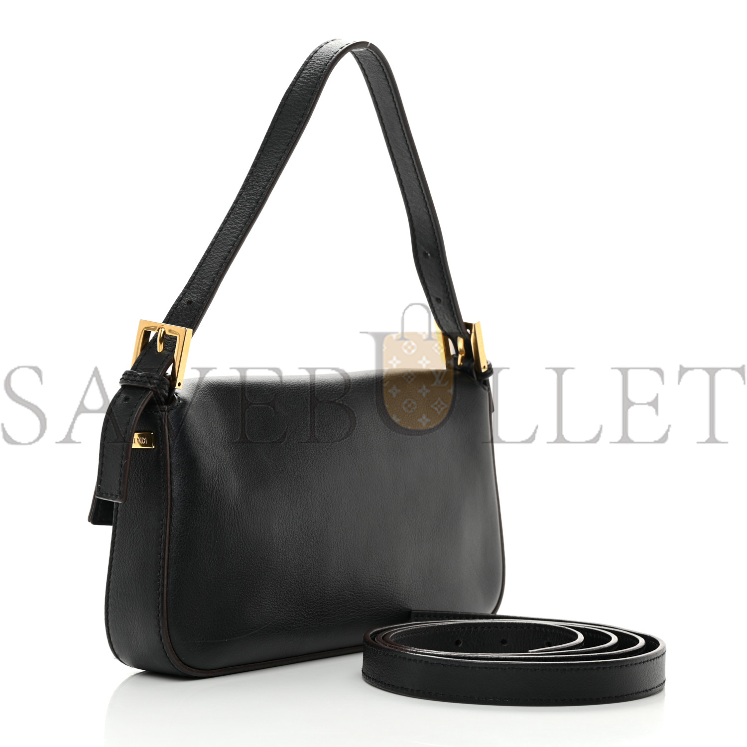 FENDI VITELLO FLAMINGO ENAMEL BAGUETTE BLACK (27*15*4cm) FENDI VITELLO FLAMINGO ENAMEL BAGUETTE BLACK (27*15*4cm)