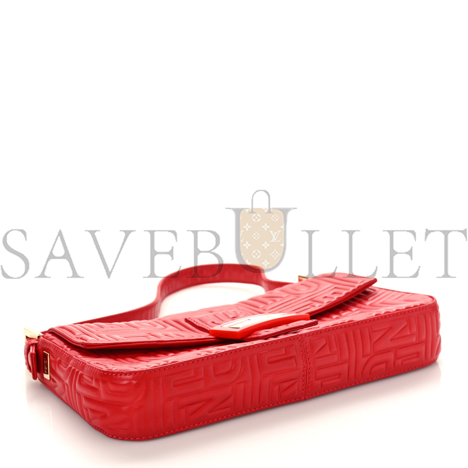 FENDI NAPPA LOGO EMBOSSED BAGUETTE RED (26*14*4cm) FENDI NAPPA LOGO EMBOSSED BAGUETTE RED (26*14*4cm)