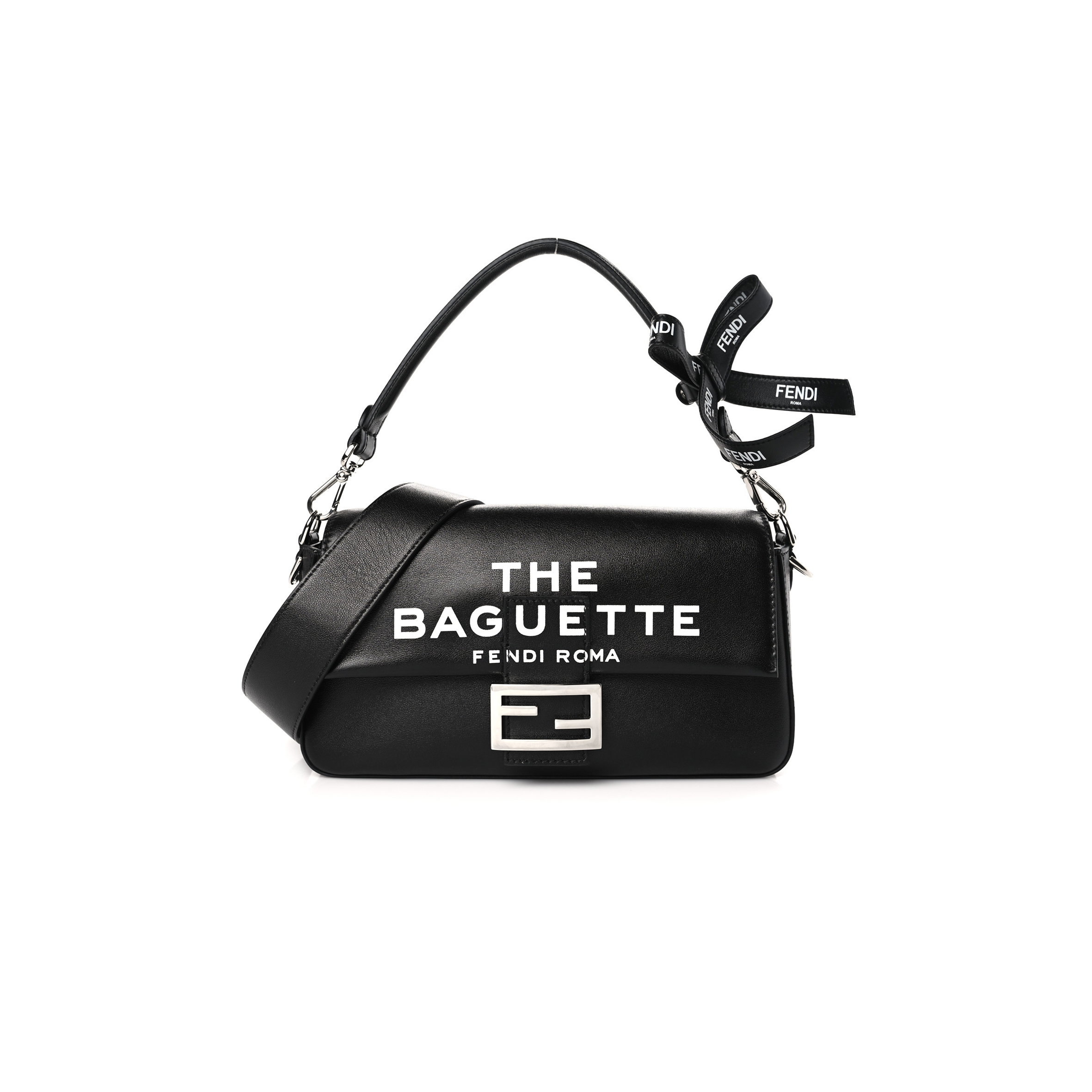 FENDI X MARC JACOBS NAPPA LOGO MEDIUM BAGUETTE BLACK (27*15*6cm) FENDI X MARC JACOBS NAPPA LOGO MEDIUM BAGUETTE BLACK (27*15*6cm)
