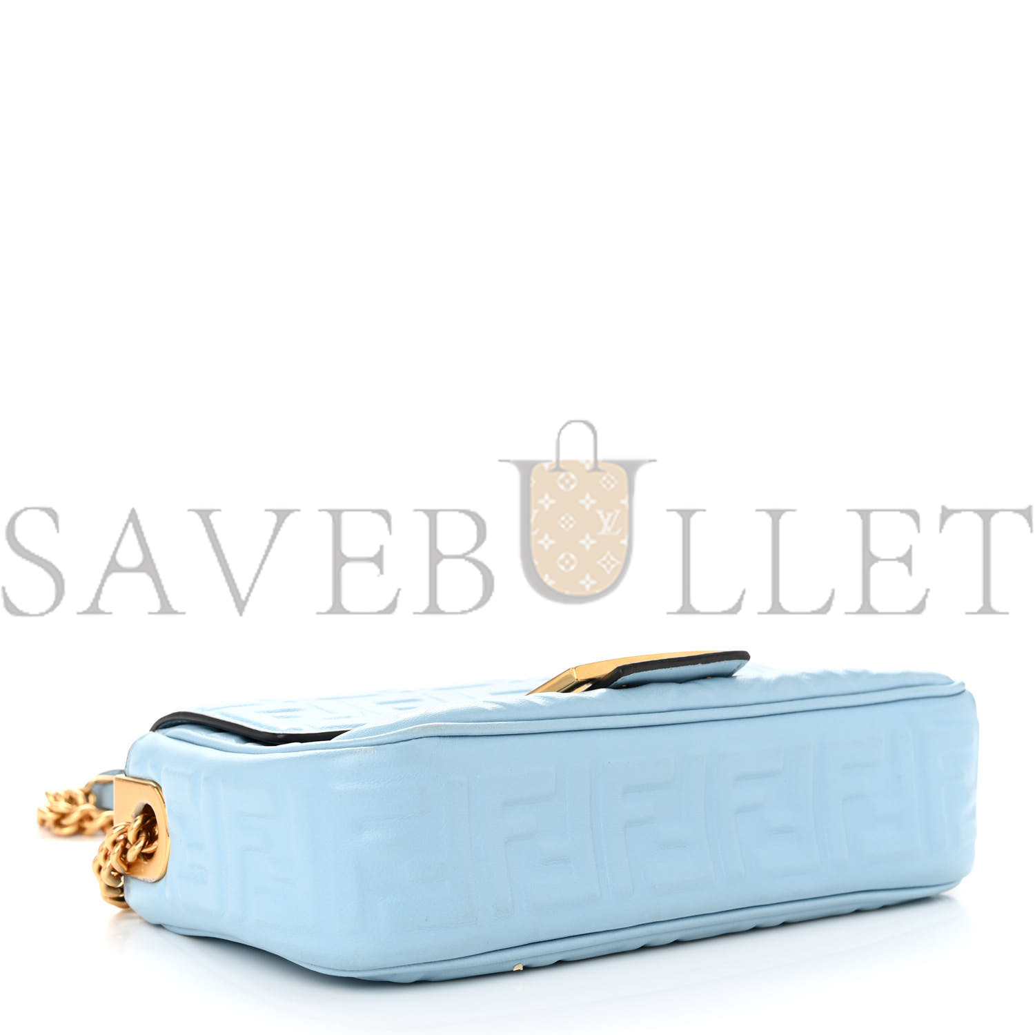 FENDI NAPPA SMALL FF EMBOSSED MIDI CHAIN BAGUETTE AZZURRO BABY (23*13*6cm) FENDI NAPPA SMALL FF EMBOSSED MIDI CHAIN BAGUETTE AZZURRO BABY (23*13*6cm)