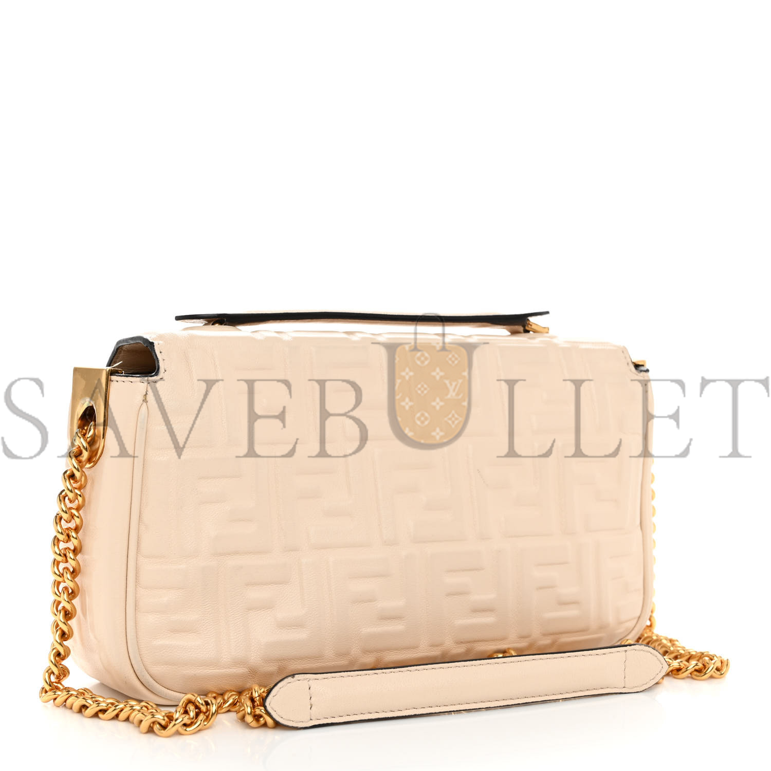 FENDI NAPPA SMALL FF EMBOSSED MIDI CHAIN BAGUETTE WHITE (23*13*6cm) FENDI NAPPA SMALL FF EMBOSSED MIDI CHAIN BAGUETTE WHITE (23*13*6cm)