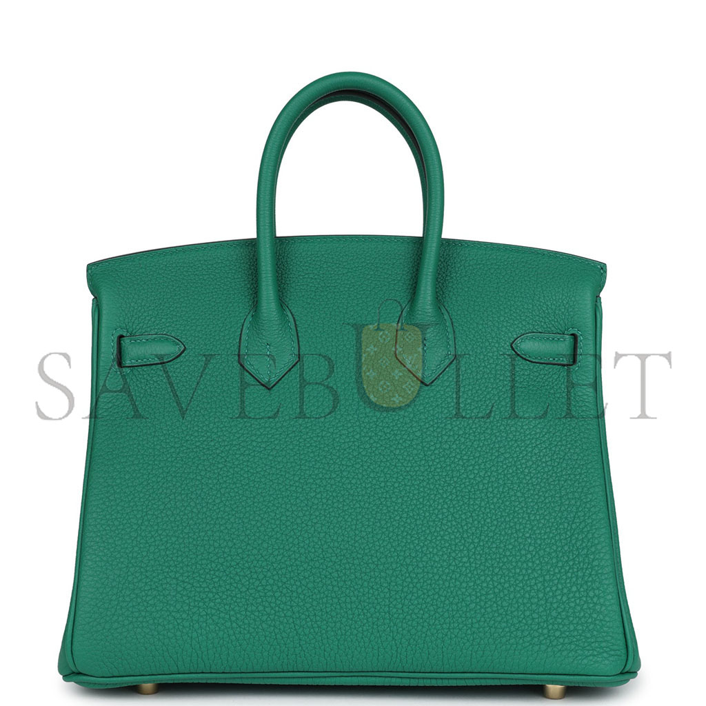 HERMÈS BIRKIN 25 TOGO LEATHER VELVET GREEN GOLD BUCKLE BAG BK30U4EPSS (25*20*13cm)