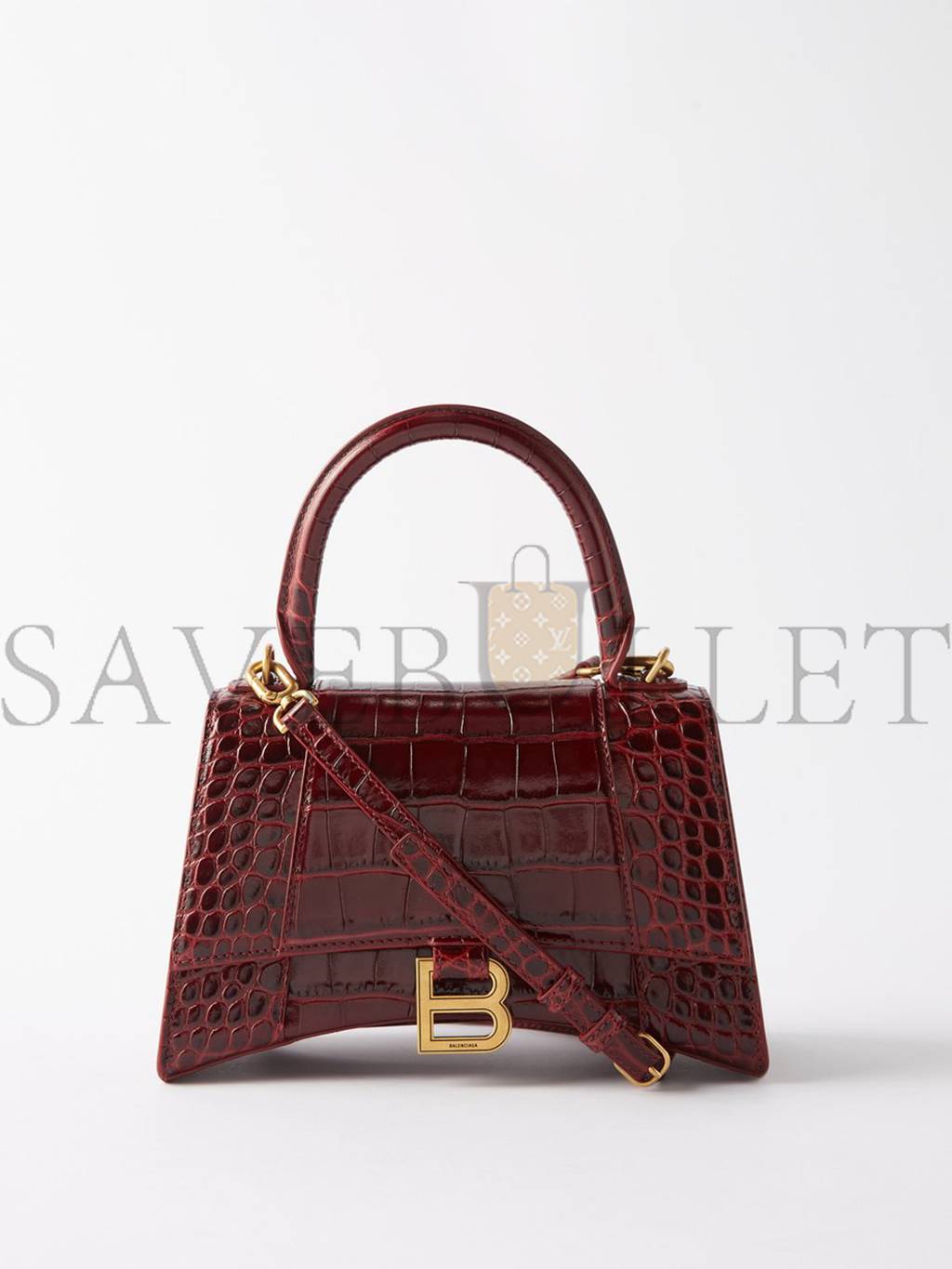 BALENCIAGA RED HOURGLASS S CROCODILE-EFFECT LEATHER BAG MATCHESFASHION US (22.5*14.5*10cm)