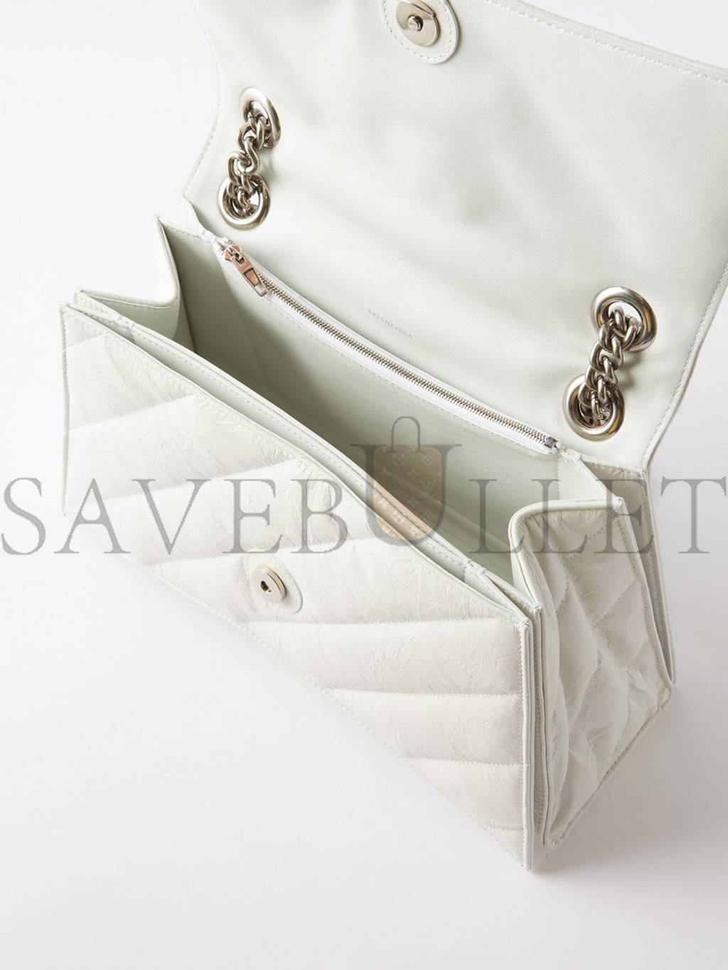 BALENCIAGA WHITE CRUSH S QUILTED CREASED-LEATHER SHOULDER BAG MATCHESFASHION US (25*14.9*10cm)