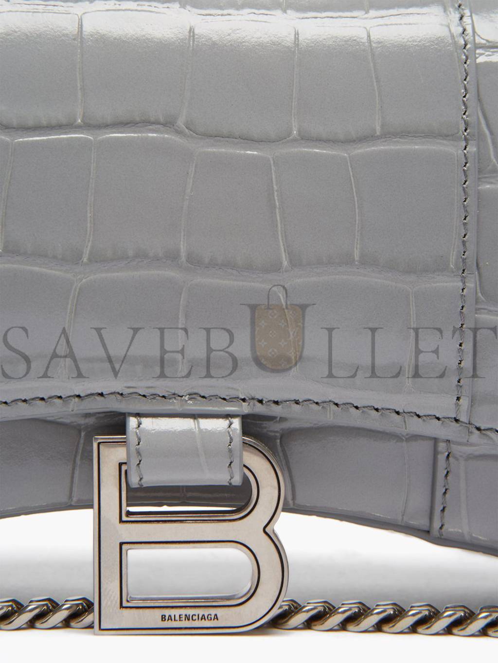 BALENCIAGA GREY HOURGLASS CROC-EFFECT LEATHER CROSS-BODY BAG MATCHESFASHION US (19.8*12.1*5cm)