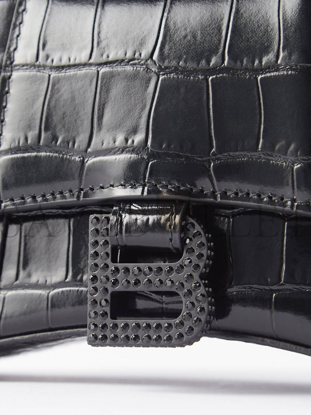 BALENCIAGA BLACK HOURGLASS XS CROC-EFFECT LEATHER CROSS-BODY BAG MATCHESFASHION US (19*12.5*8cm)