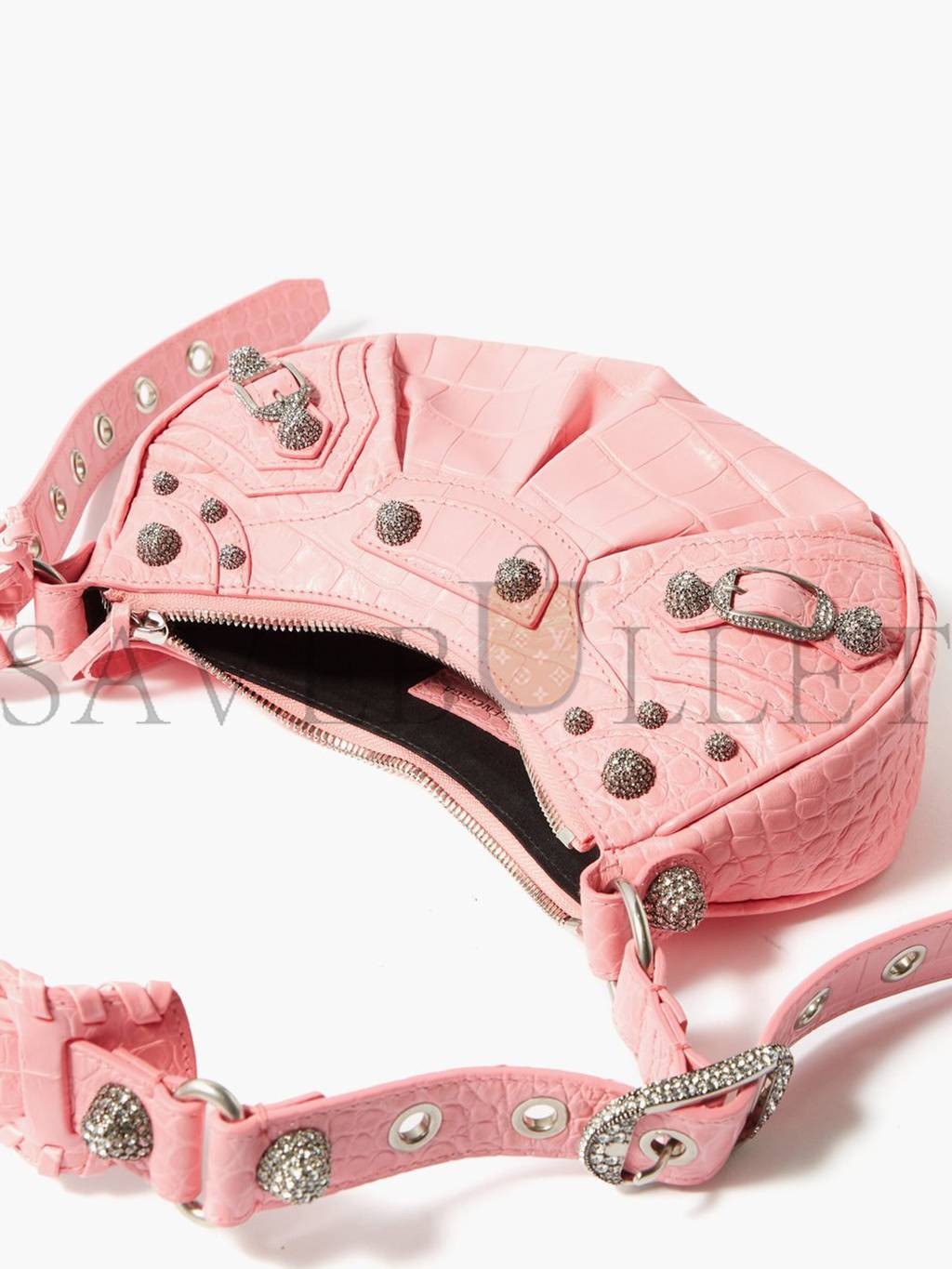 BALENCIAGA PINK CAGOLE XS CROCODILE-EFFECT LEATHER SHOULDER BAG MATCHESFASHION US (27*13*6cm)