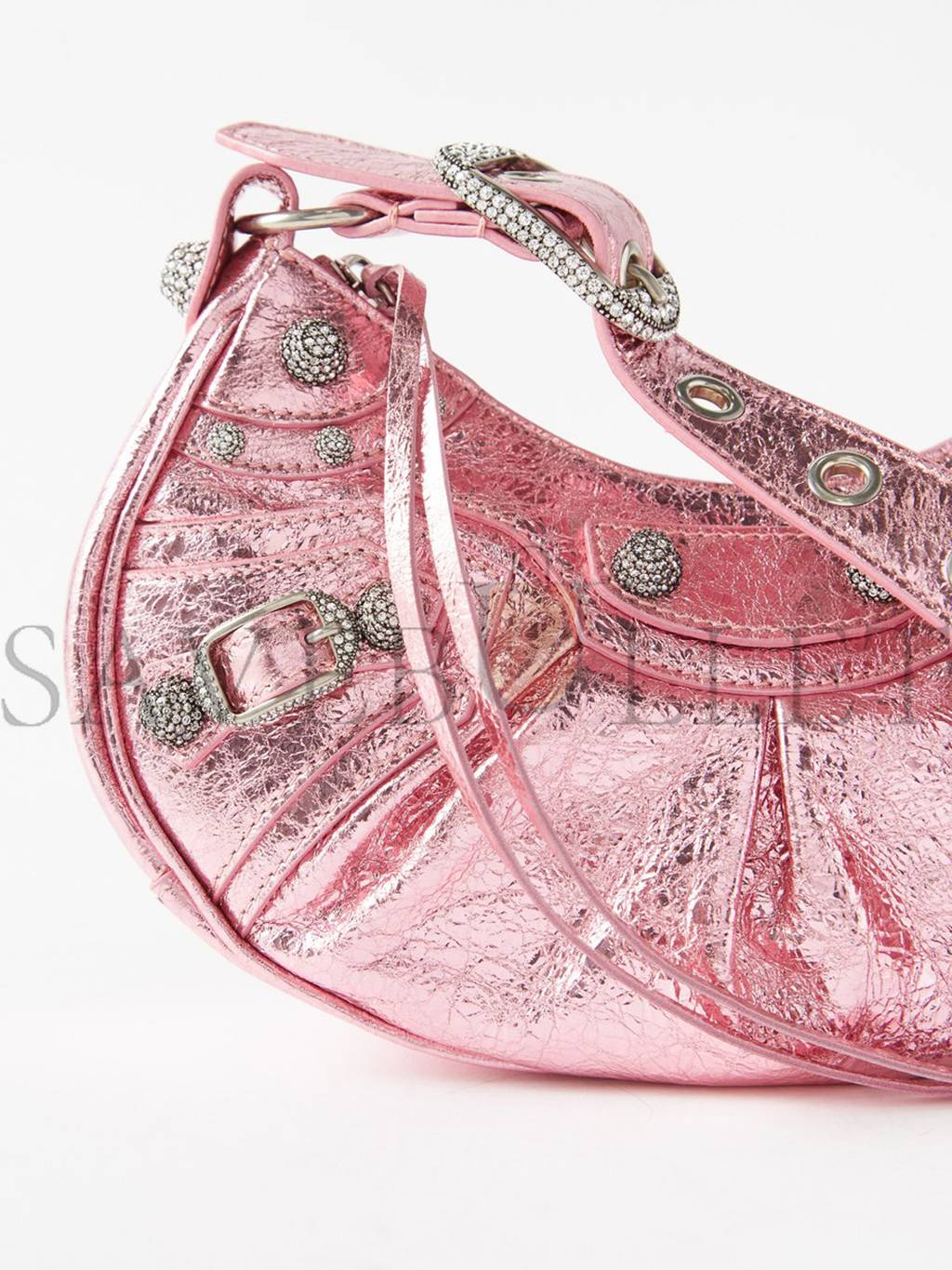 BALENCIAGA PINK LE CAGOLE XS STUDDED LEATHER SHOULDER BAG MATCHESFASHION US (25.6*11.4*7.3cm)