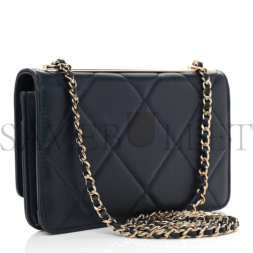 CHANEL LAMBSKIN QUILTED TRENDY CC WALLET ON CHAIN WOC NAVY ROSE GOLD HARDWARE (19*12*3cm) CHANEL LAMBSKIN QUILTED TRENDY CC WALLET ON CHAIN WOC NAVY ROSE GOLD HARDWARE (19*12*3cm)