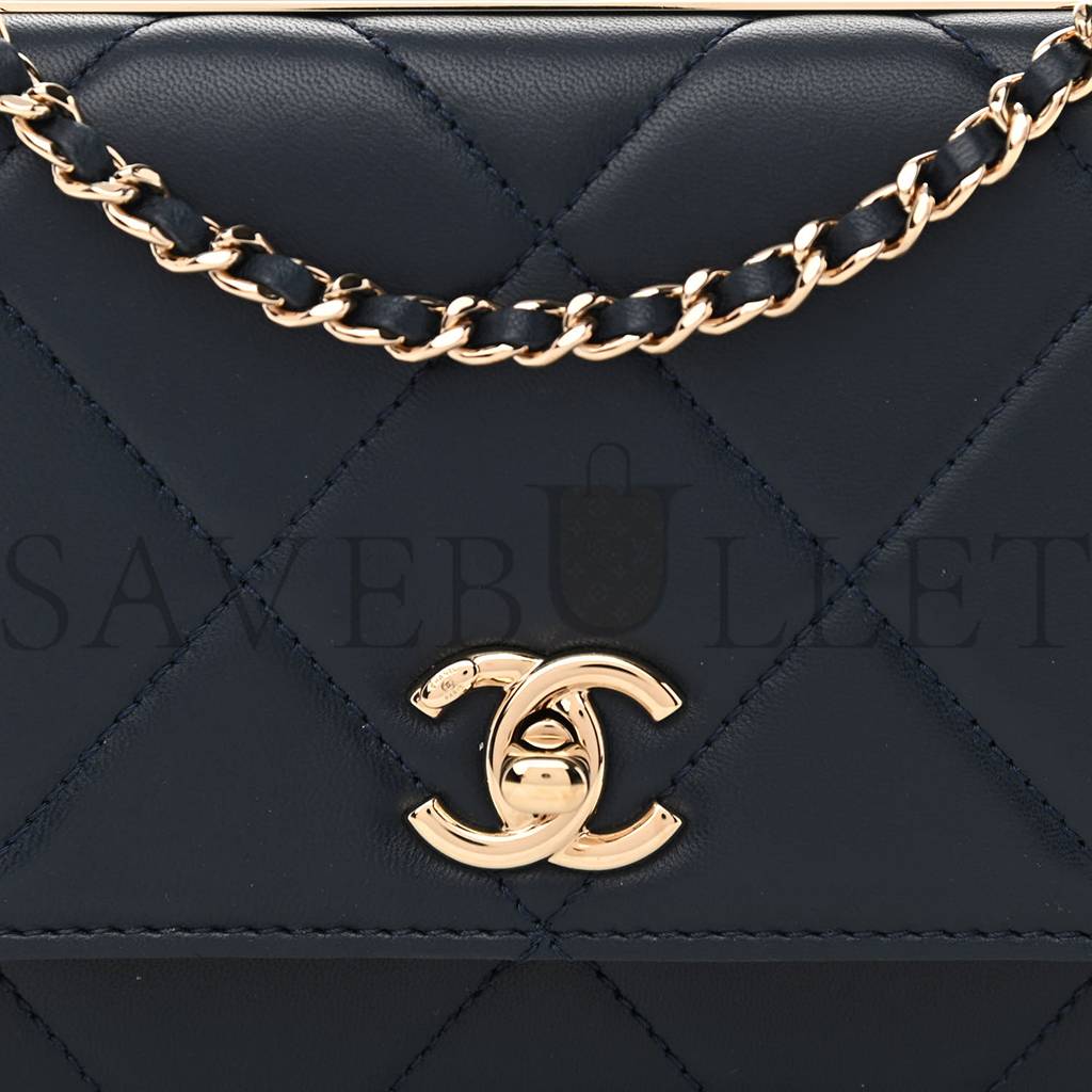 CHANEL LAMBSKIN QUILTED TRENDY CC WALLET ON CHAIN WOC NAVY ROSE GOLD HARDWARE (19*12*3cm) CHANEL LAMBSKIN QUILTED TRENDY CC WALLET ON CHAIN WOC NAVY ROSE GOLD HARDWARE (19*12*3cm)