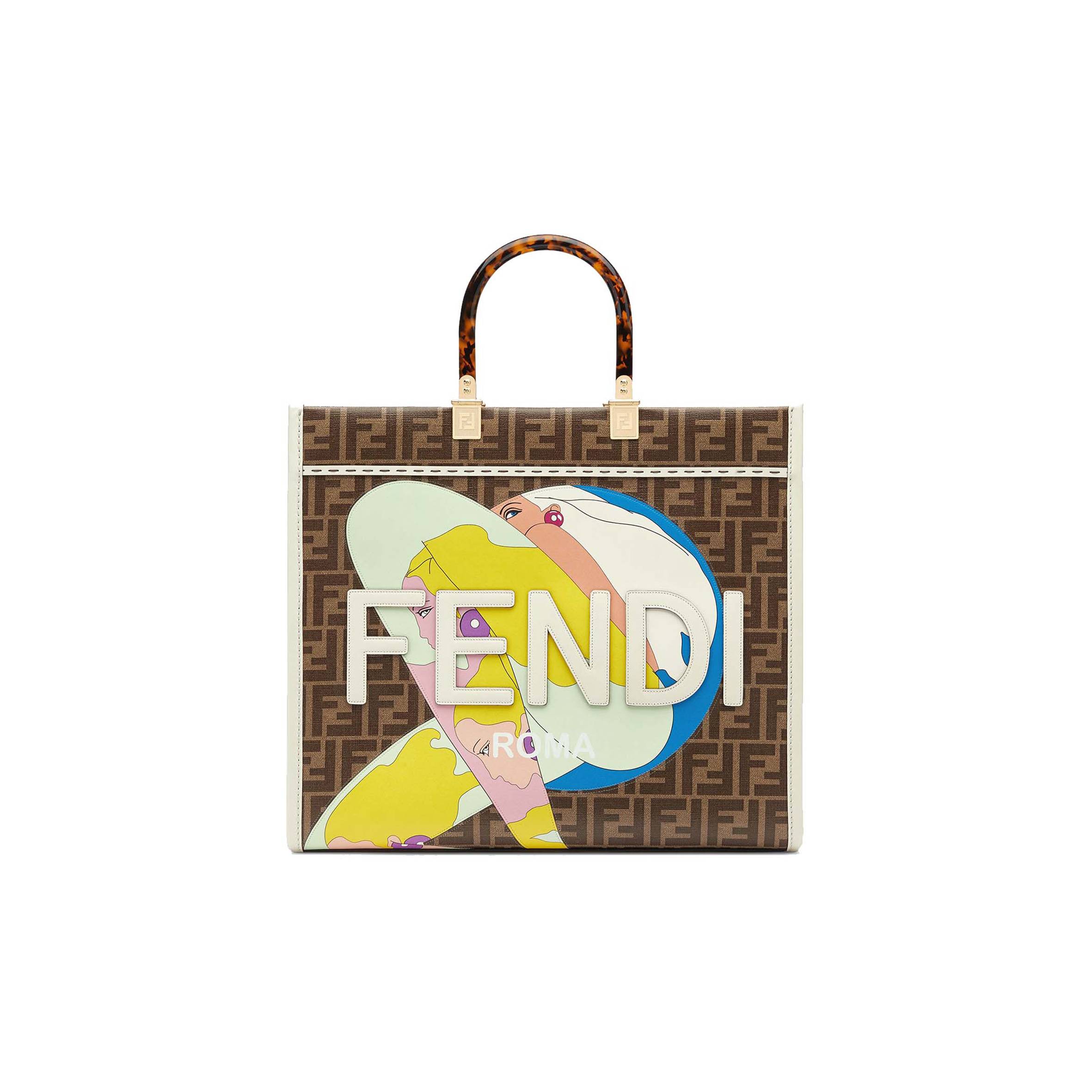 FENDI SUNSHINE MEDIUM - FF GLAZED FABRIC SHOPPER WITH INLAY 8BH386AJHJF1HB5 (35*31*17cm) FENDI SUNSHINE MEDIUM - FF GLAZED FABRIC SHOPPER WITH INLAY 8BH386AJHJF1HB5 (35*31*17cm)