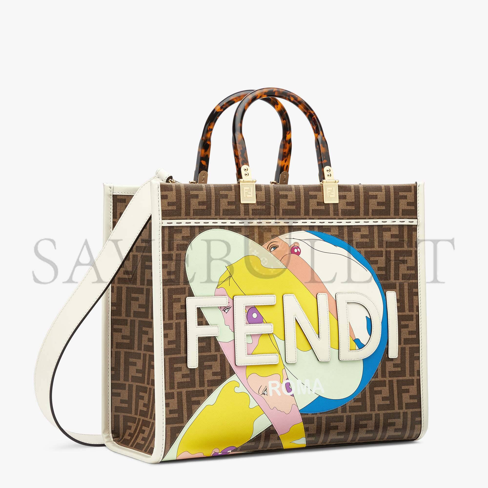 FENDI SUNSHINE MEDIUM - FF GLAZED FABRIC SHOPPER WITH INLAY 8BH386AJHJF1HB5 (35*31*17cm) FENDI SUNSHINE MEDIUM - FF GLAZED FABRIC SHOPPER WITH INLAY 8BH386AJHJF1HB5 (35*31*17cm)