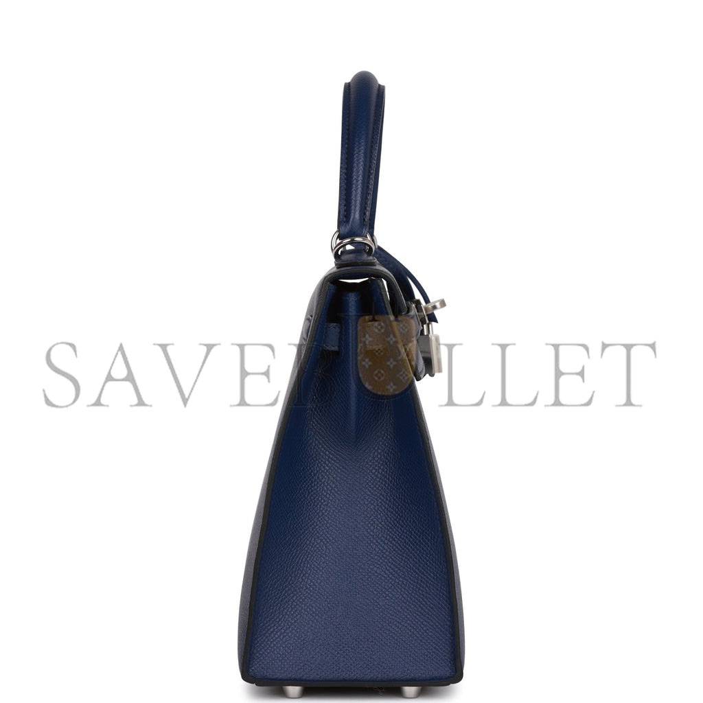 HERMES KELLY SELLIER 25 BLEU SAPHIR EPSOM PALLADIUM HARDWARE (25*17*7cm) HERMES KELLY SELLIER 25 BLEU SAPHIR EPSOM PALLADIUM HARDWARE (25*17*7cm)