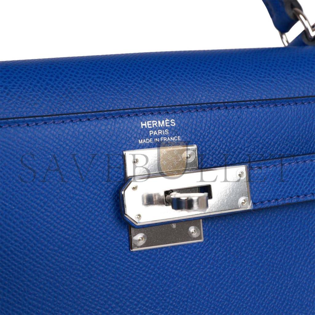 HERMES BLEU ROYAL EPSOM SELLIER KELLY 28CM PALLADIUM HARDWARE (28cm) HERMES BLEU ROYAL EPSOM SELLIER KELLY 28CM PALLADIUM HARDWARE (28cm)