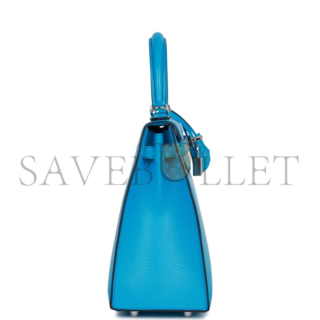 HERMES KELLY SELLIER 25 BLEU FRIDA CHEVRE PALLADIUM HARDWARE (25*17*7cm) HERMES KELLY SELLIER 25 BLEU FRIDA CHEVRE PALLADIUM HARDWARE (25*17*7cm)