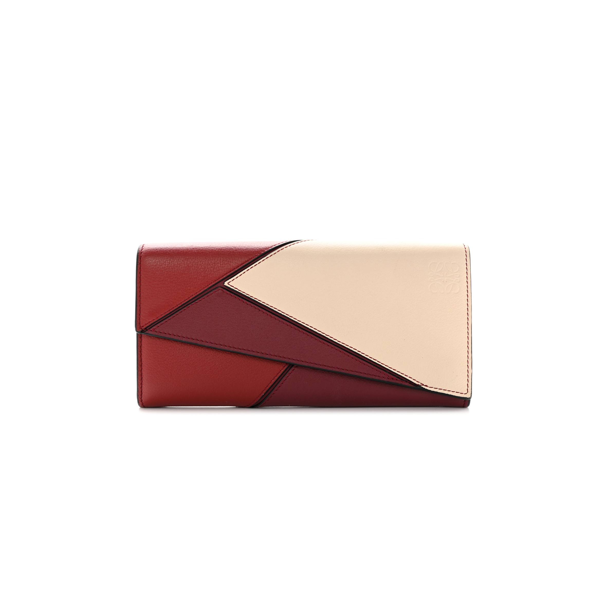 LOEWE CALFSKIN PUZZLE CONTINENTAL WALLET WINE GARNET (19*10*3cm)