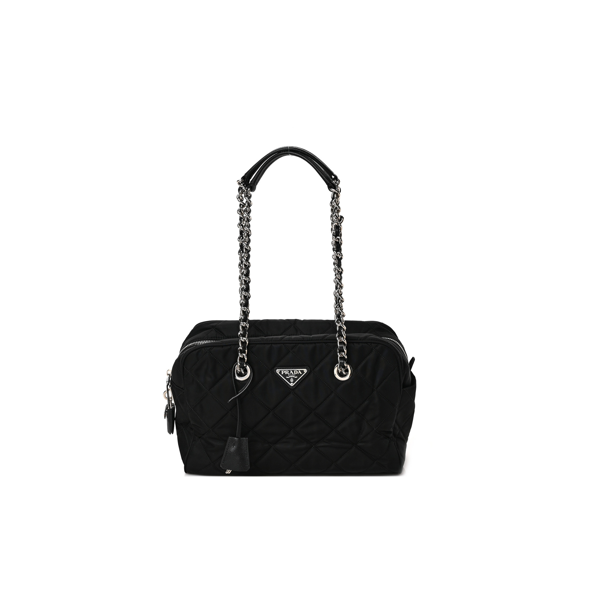 PRADA NYLON TESSUTO IMPUNTU QUILTED SHOULDER BAG BLACK (30*21*11cm) PRADA NYLON TESSUTO IMPUNTU QUILTED SHOULDER BAG BLACK (30*21*11cm)