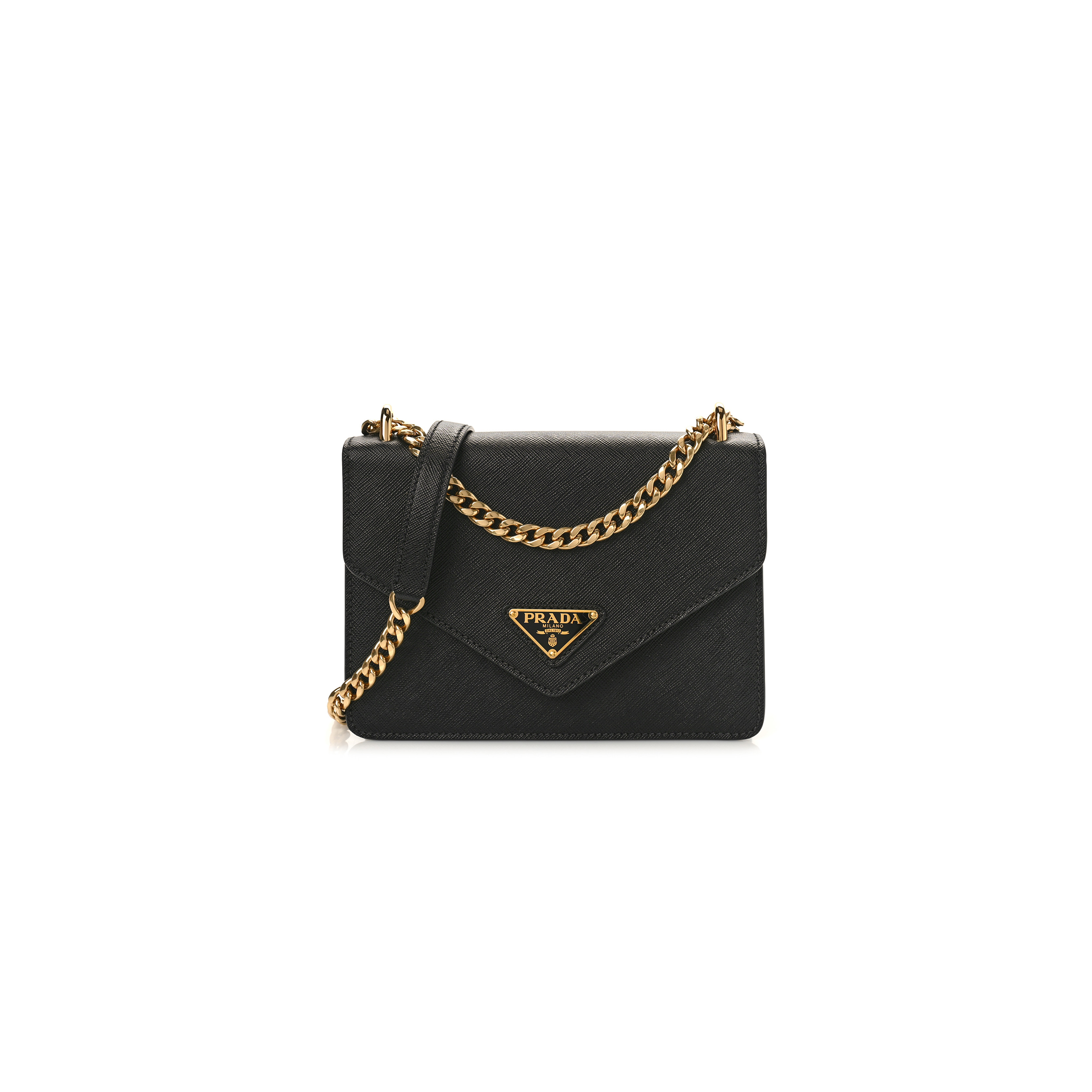 PRADA SAFFIANO SOFT CALFSKIN CHAIN SHOULDER BAG BLACK (20*13*6cm) PRADA SAFFIANO SOFT CALFSKIN CHAIN SHOULDER BAG BLACK (20*13*6cm)