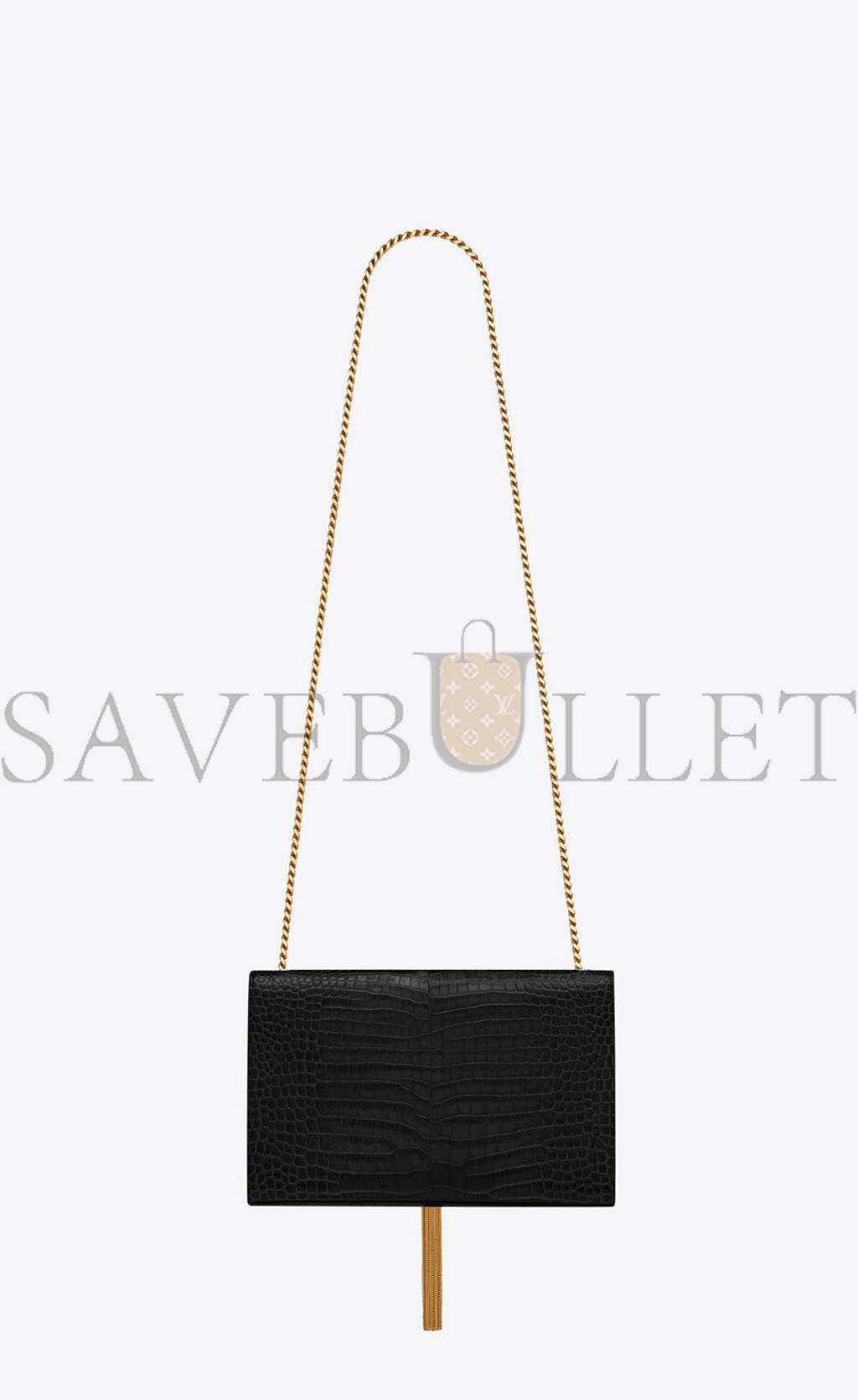 YSL KATE MEDIUM CHAIN BAG WITH TASSEL IN CROCODILE-EMBOSSED SHINY LEATHER 354119DND0J1000 (24*14.5*5.5cm) YSL KATE MEDIUM CHAIN BAG WITH TASSEL IN CROCODILE-EMBOSSED SHINY LEATHER 354119DND0J1000 (24*14.5*5.5cm)