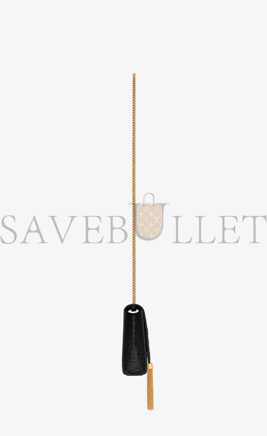 YSL KATE MEDIUM CHAIN BAG WITH TASSEL IN CROCODILE-EMBOSSED SHINY LEATHER 354119DND0J1000 (24*14.5*5.5cm) YSL KATE MEDIUM CHAIN BAG WITH TASSEL IN CROCODILE-EMBOSSED SHINY LEATHER 354119DND0J1000 (24*14.5*5.5cm)