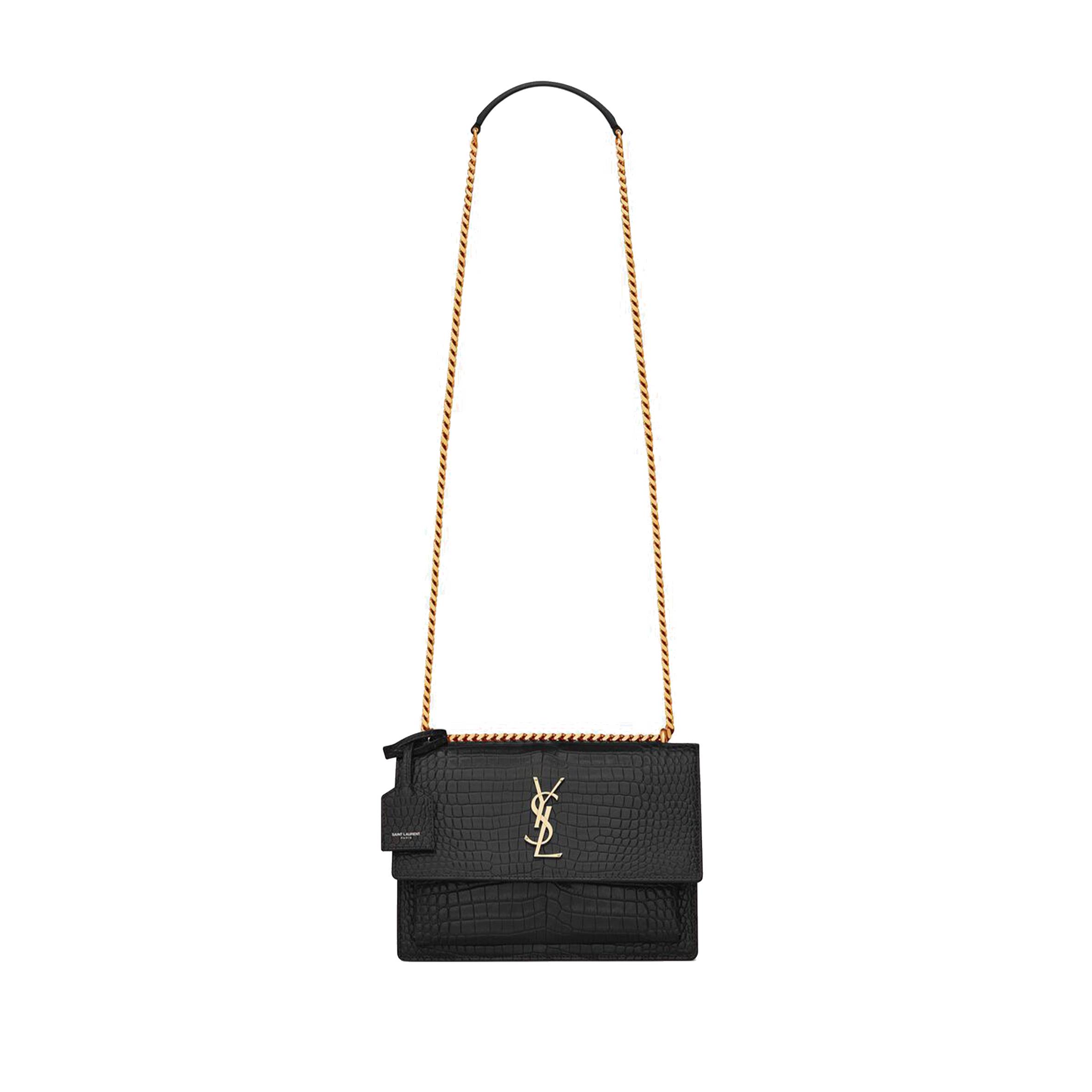 YSL SUNSET MEDIUM CHAIN BAG IN CROCODILE-EMBOSSED SHINY LEATHER 442906DND0J1000 (22*16*6.5cm) YSL SUNSET MEDIUM CHAIN BAG IN CROCODILE-EMBOSSED SHINY LEATHER 442906DND0J1000 (22*16*6.5cm)