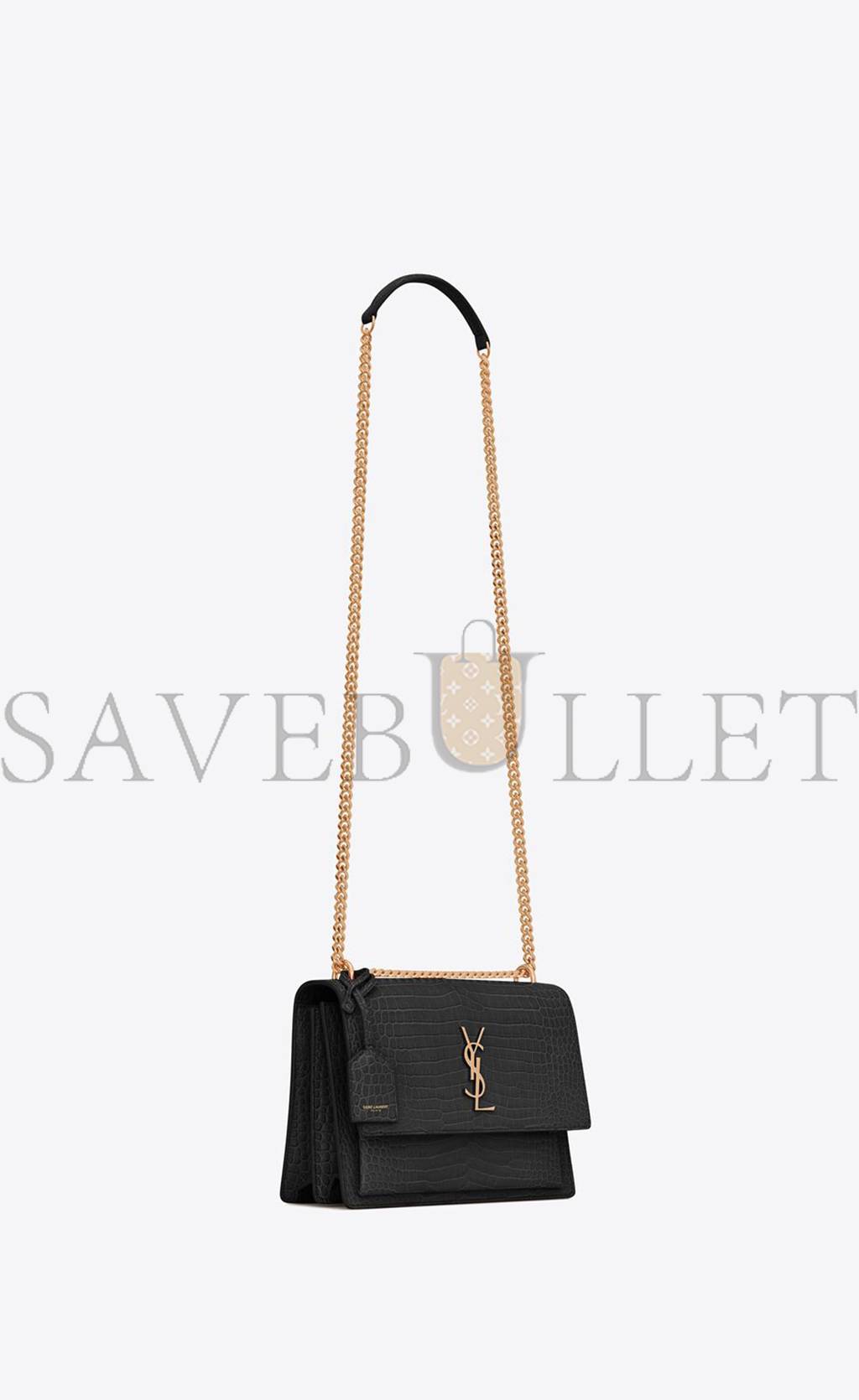 YSL SUNSET MEDIUM CHAIN BAG IN CROCODILE-EMBOSSED SHINY LEATHER 442906DND0J1000 (22*16*6.5cm) YSL SUNSET MEDIUM CHAIN BAG IN CROCODILE-EMBOSSED SHINY LEATHER 442906DND0J1000 (22*16*6.5cm)