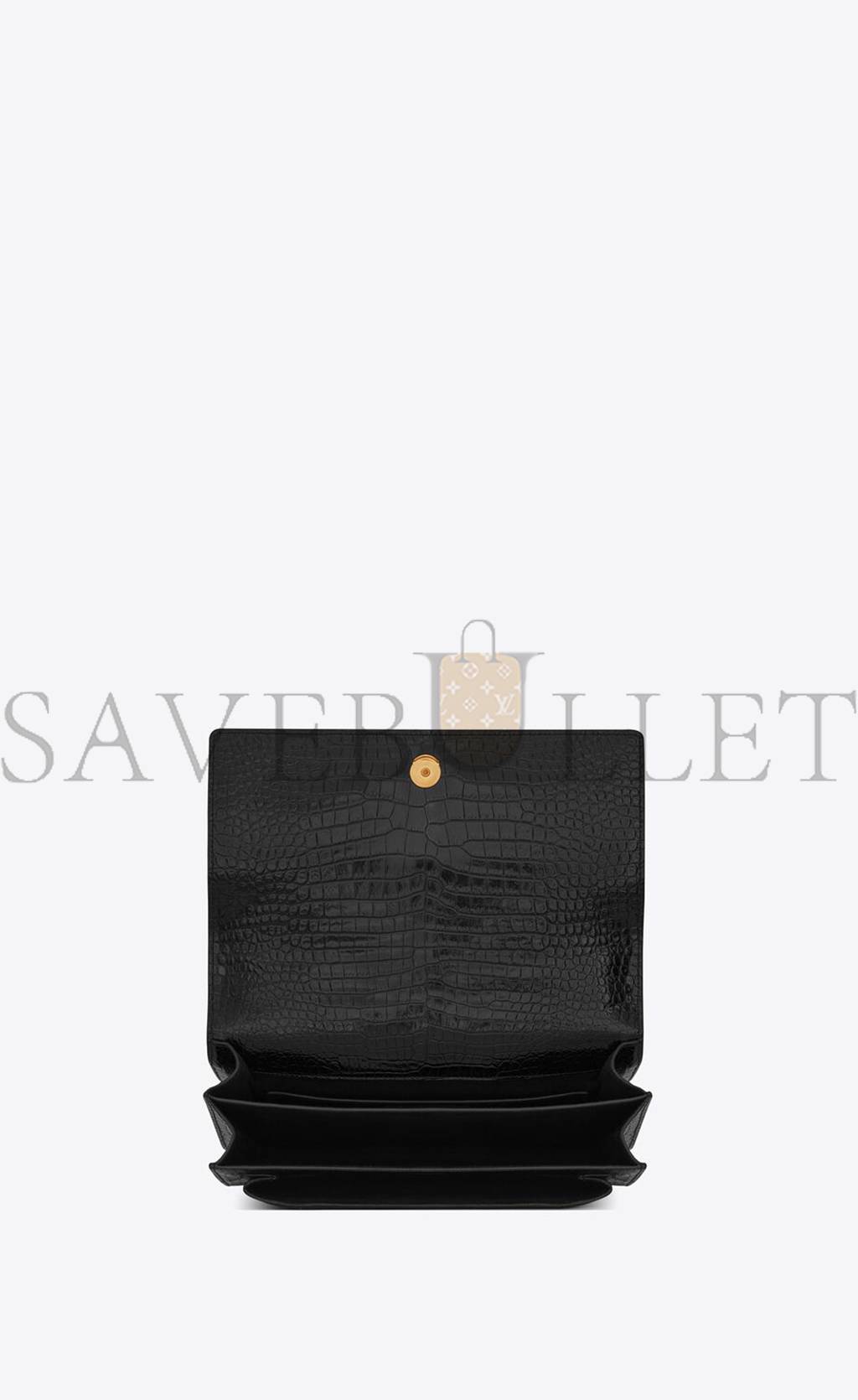 YSL SUNSET LARGE CHAIN BAG IN CROCODILE-EMBOSSED SHINY LEATHER 498779DND0J1000 (27*18*8cm) YSL SUNSET LARGE CHAIN BAG IN CROCODILE-EMBOSSED SHINY LEATHER 498779DND0J1000 (27*18*8cm)