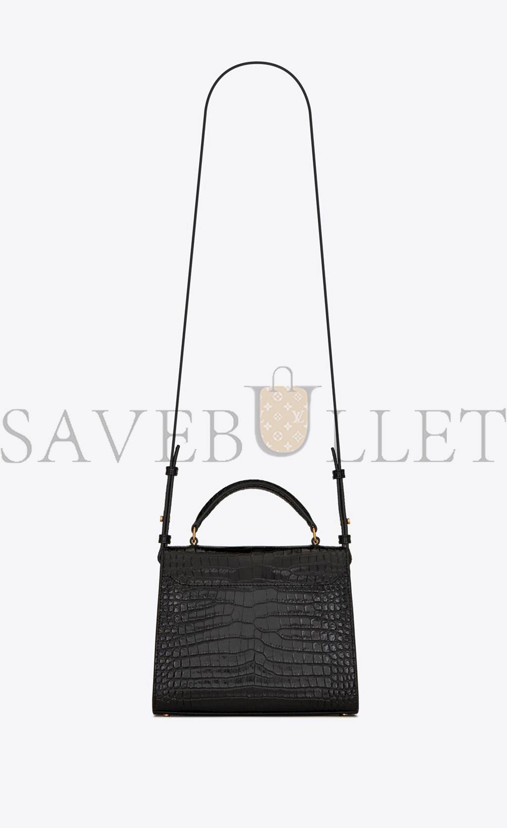 YSL CASSANDRA MINI TOP HANDLE BAG IN CROCODILE-EMBOSSED SHINY LEATHER 623930DND0J1000 (20*16*7.5cm)