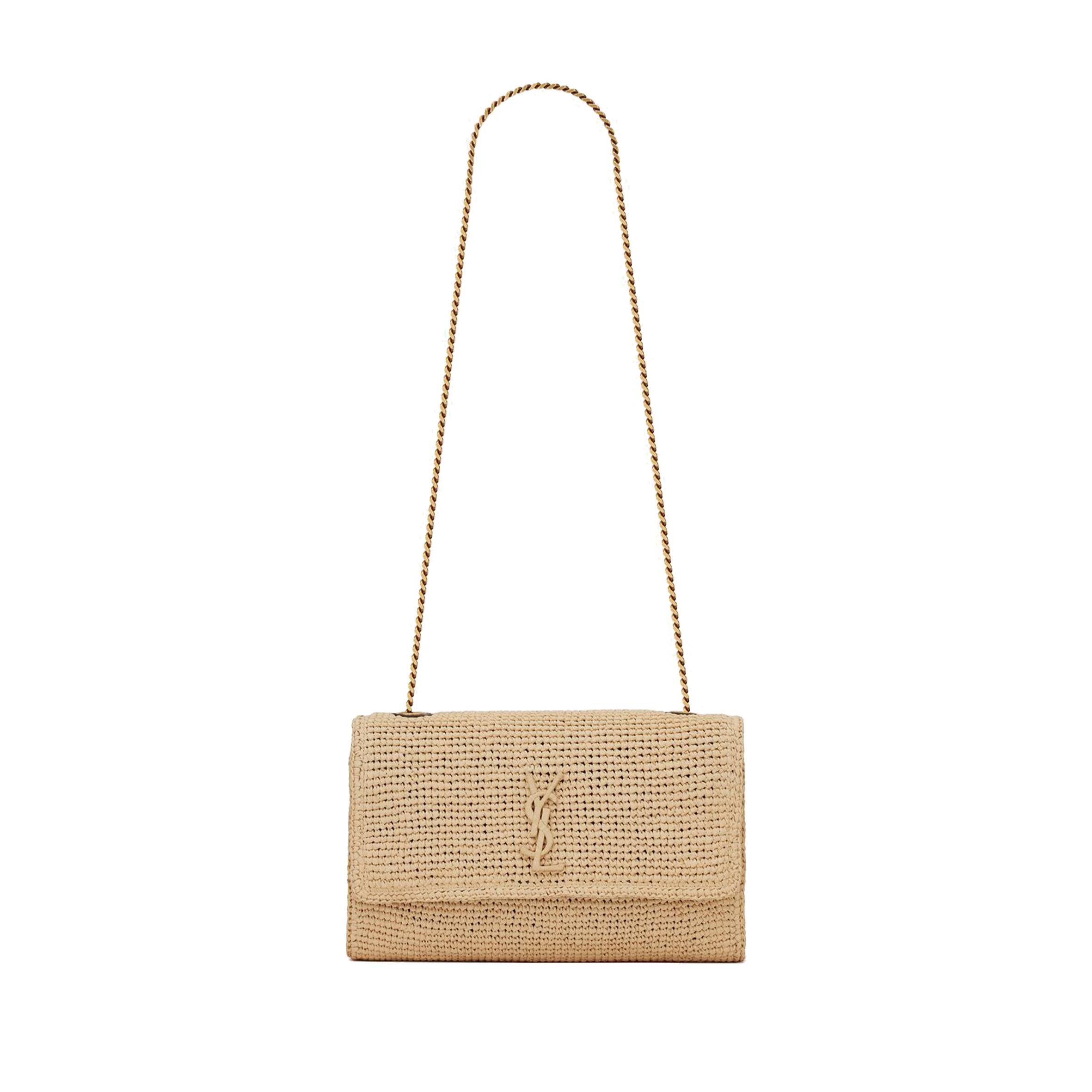 YSL KATE MEDIUM CHAIN BAG IN RAFFIA AND SMOOTH LEATHER 698637GAAA92069 (28.5*20*6cm) YSL KATE MEDIUM CHAIN BAG IN RAFFIA AND SMOOTH LEATHER 698637GAAA92069 (28.5*20*6cm)