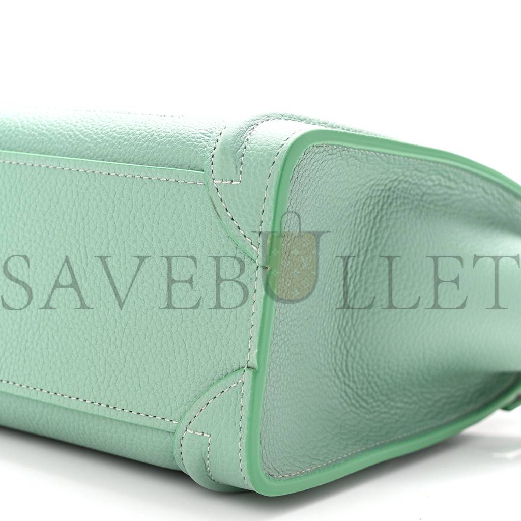 CELINE DRUMMED CALFSKIN NANO LUGGAGE CELADON (21*20*10cm)