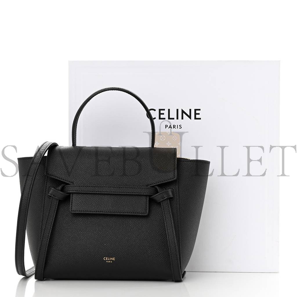 CELINE GRAINED CALFSKIN NANO BELT BAG BLACK (20*15*10cm)