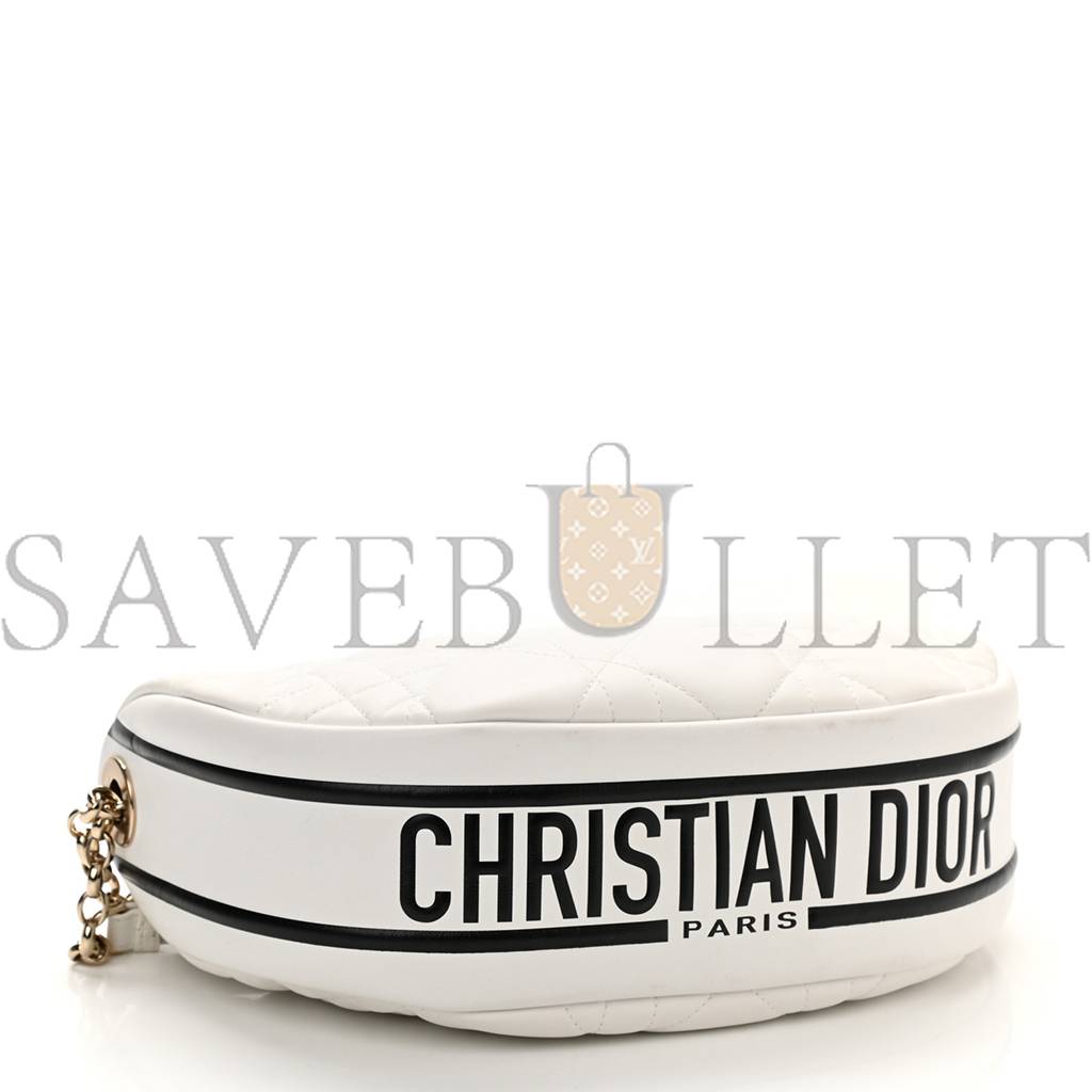 DIOR LAMBSKIN CANNAGE MEDIUM DIOR VIBE HOBO BAG WHITE (29*19*8.3cm)