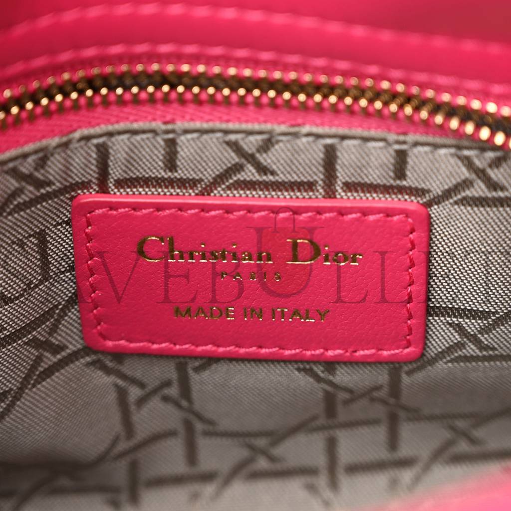 DIOR LAMBSKIN CANNAGE MINI LADY DIOR FUCHSIA (17*15*7.6cm)