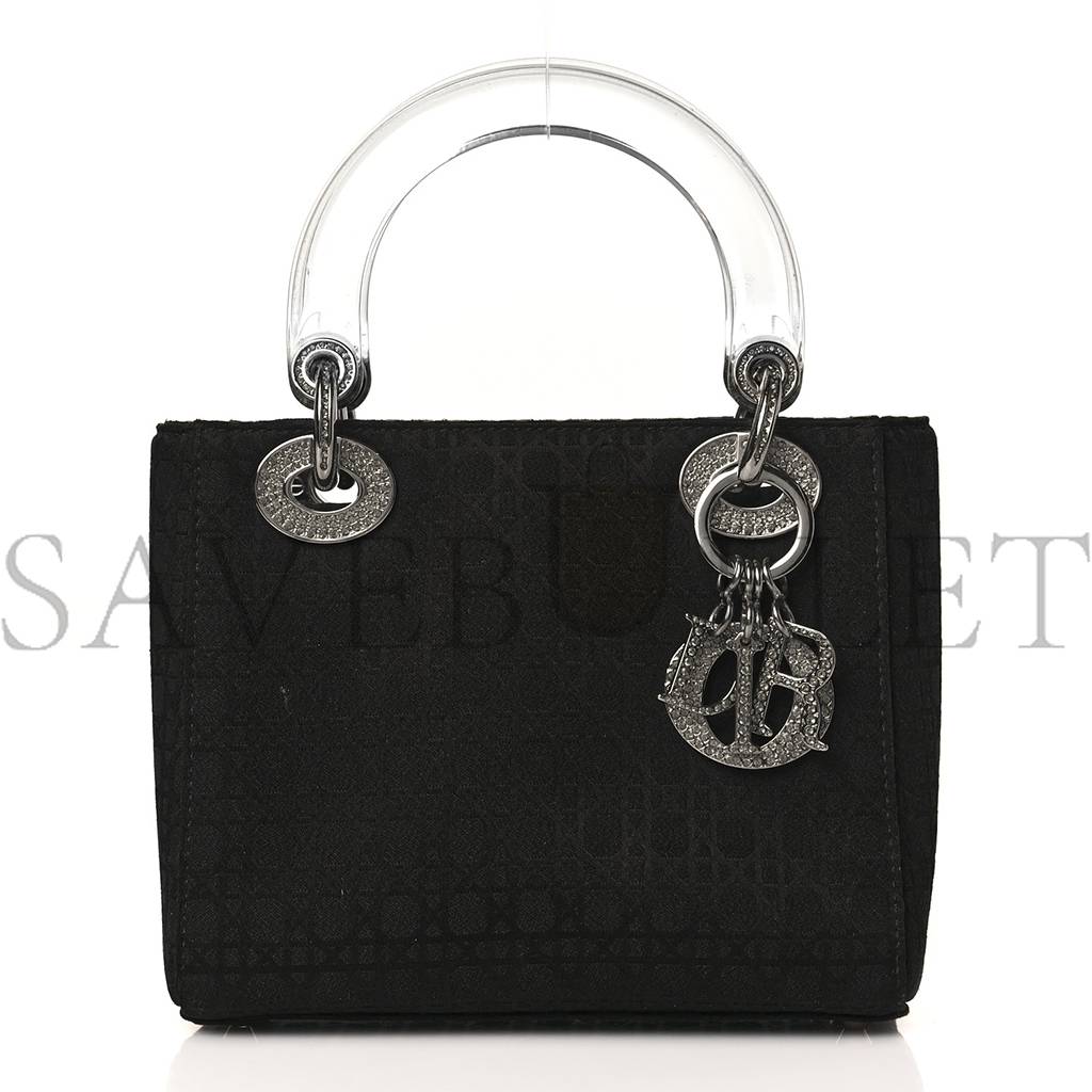 DIOR CANVAS SWAROVSKI CRYSTAL CANNAGE MINI LADY DIOR BLACK (17*14*7cm)