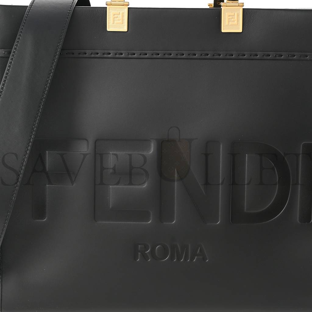 FENDI VITELLO KING PLEXIGLASS MEDIUM FENDI SUNSHINE SHOPPER TOTE BLACK (14*12*6cm)