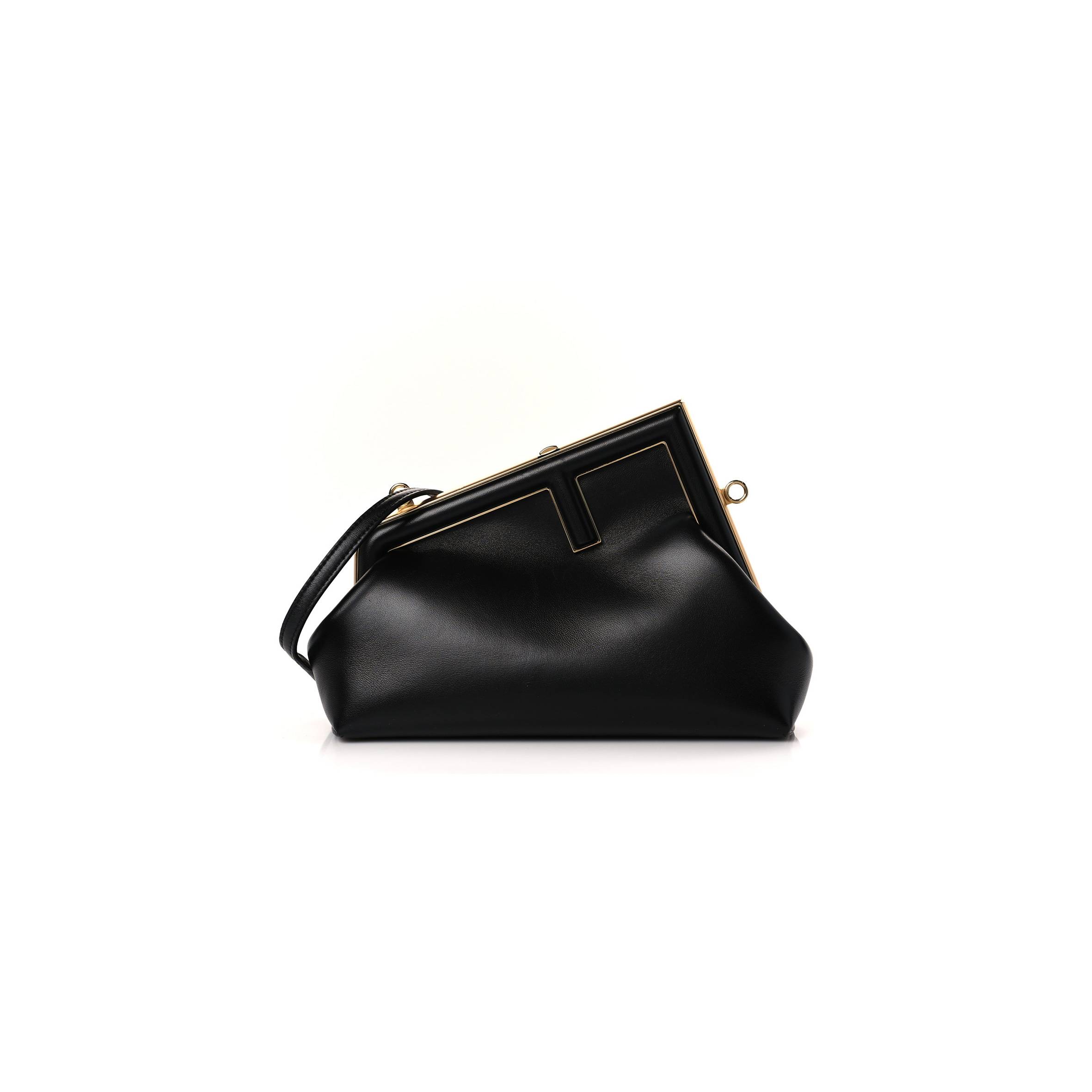 FENDI SHINY NAPPA SMALL FENDI FIRST BLACK (23*17*9cm)